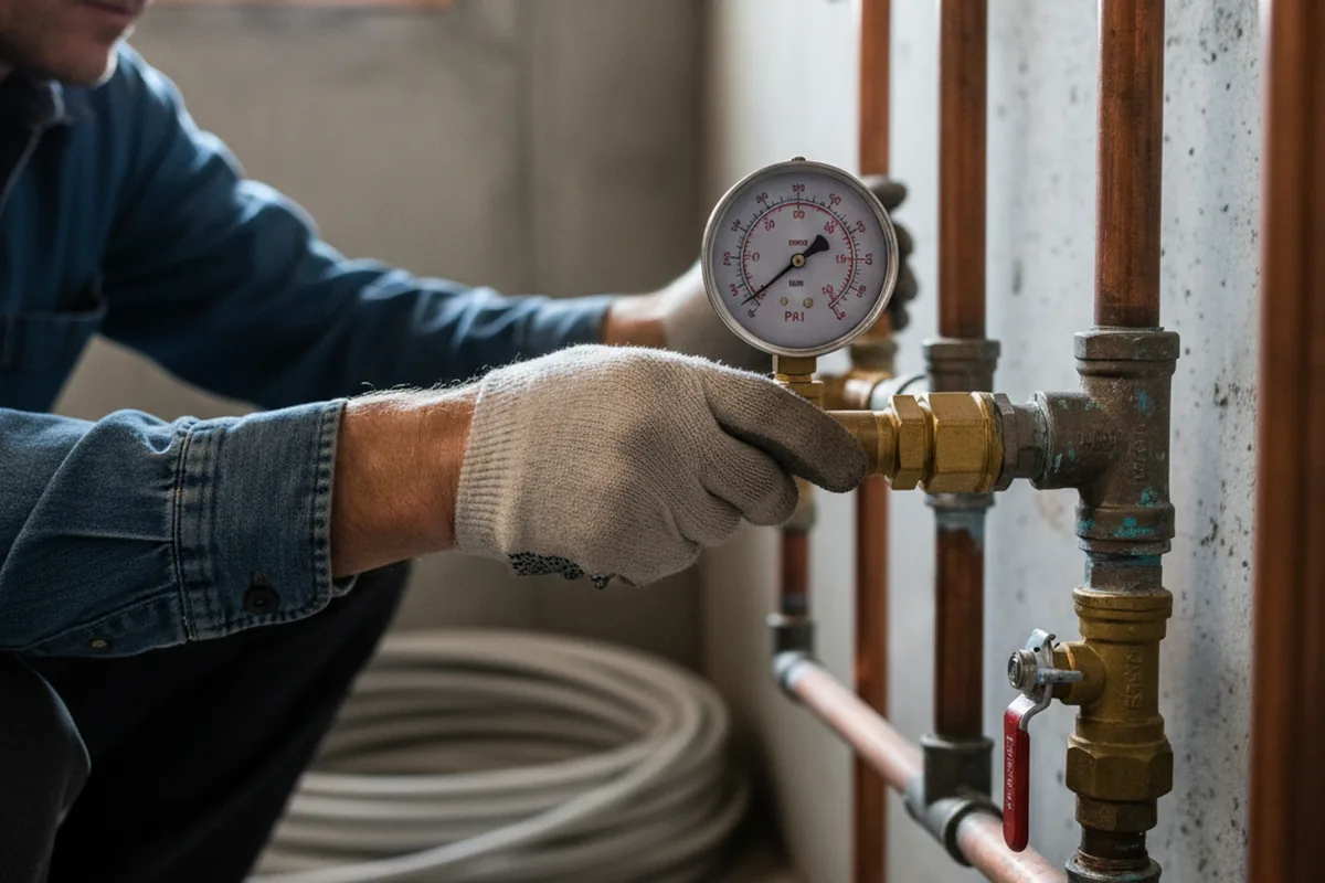 Pressure testing a repaired line during Water Line Repair in Cross River